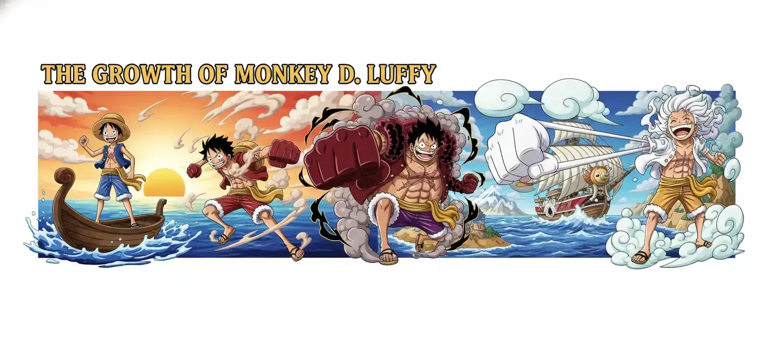 The Growth of Monkey D. Luffy in One Piece